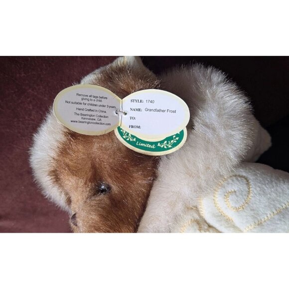'Grandfather Frost' Bearington Faux Mink 17" Bear New 2007 #1740 with tags - Picture 6 of 8